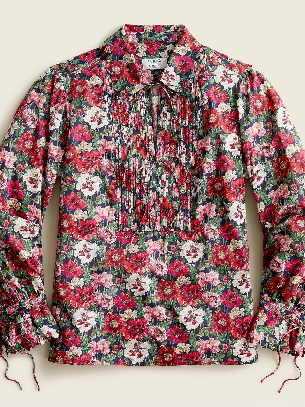 J Crew Liberty of London Blouse XXS Scallop Sleeve Poppy Amelie Red Pink Floral